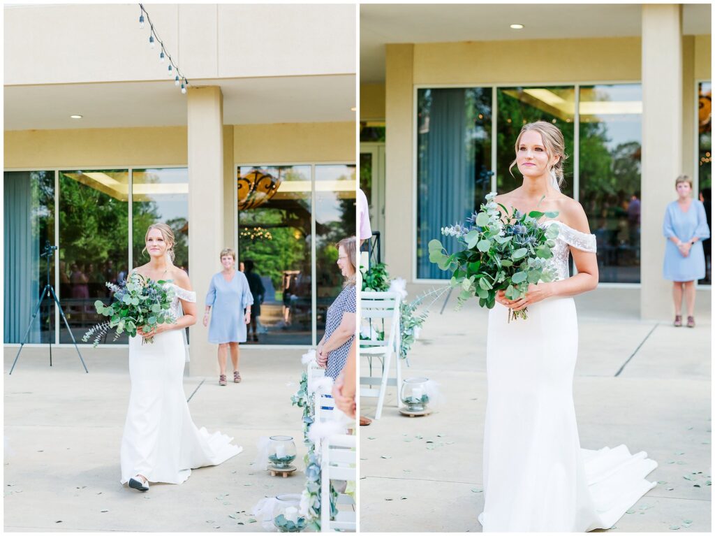 Bride walking down the aisle at Grand National Wedding | Opelika AL Wedding Photography by Amanda Horne