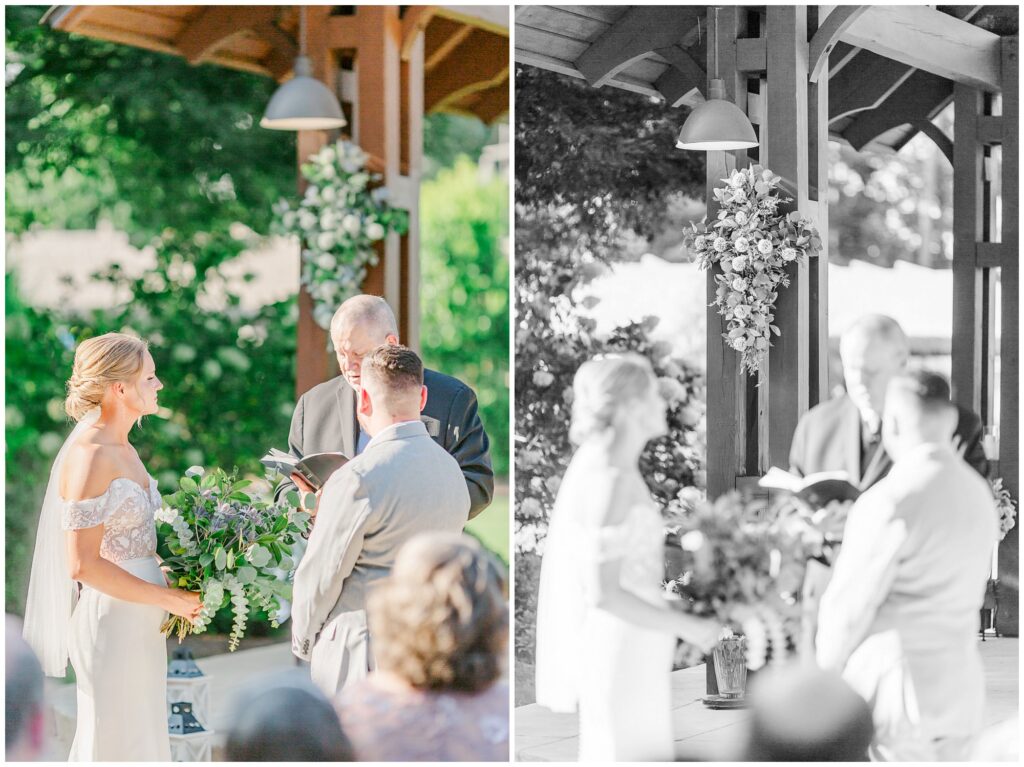 Bride and Groom exchange vows at Grand National Wedding | Opelika AL Wedding Photography by Amanda Horne