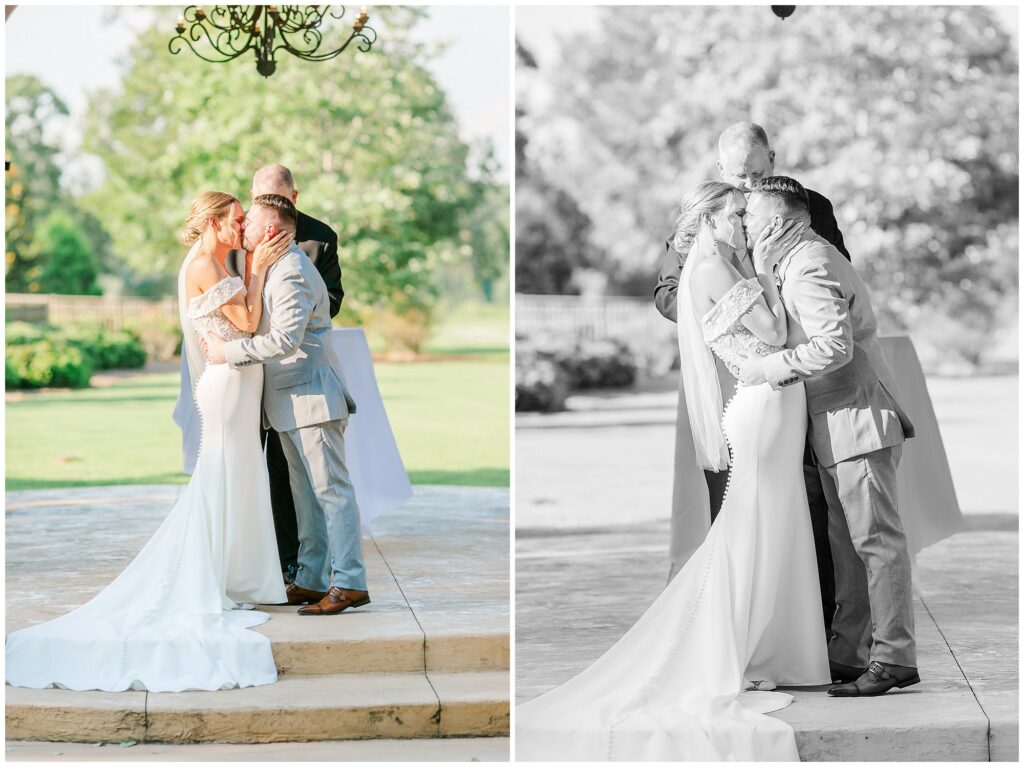 Bride and Groom share first kiss | Opelika Alabama Wedding Photography by Amanda Horne