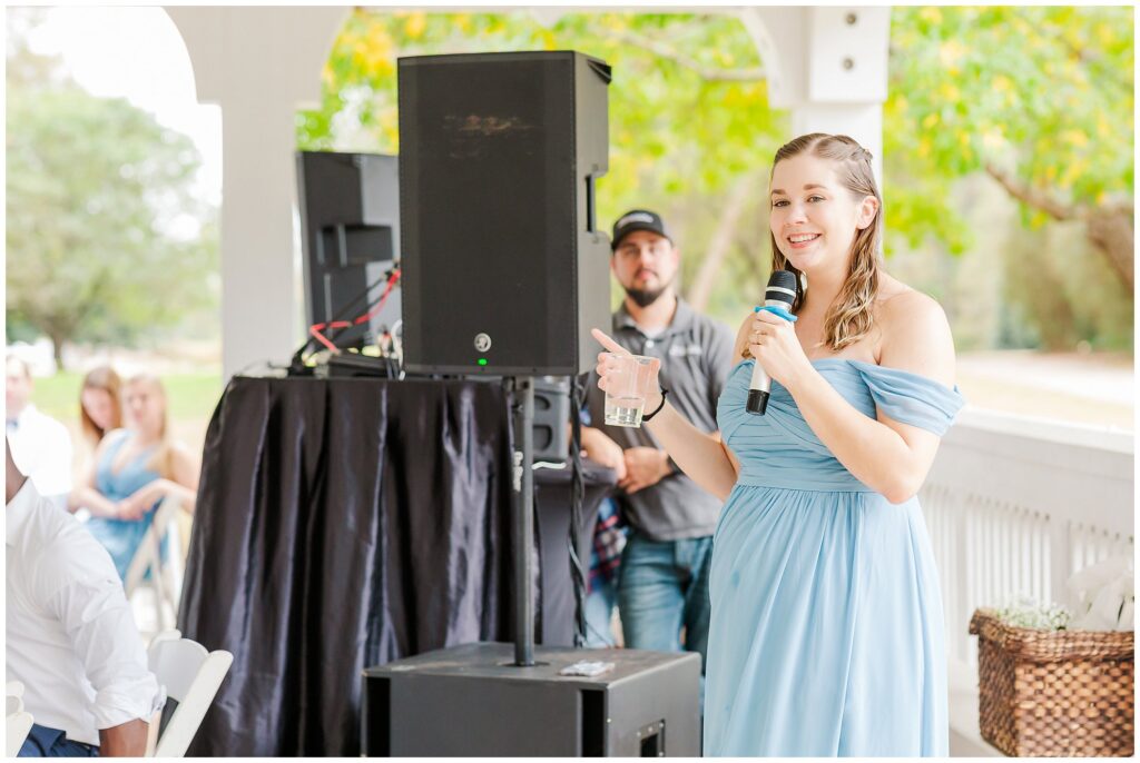 Maid of Honor Speech at Kiesel Park wedding reception | Auburn Alabama | by photographer Amanda Horne