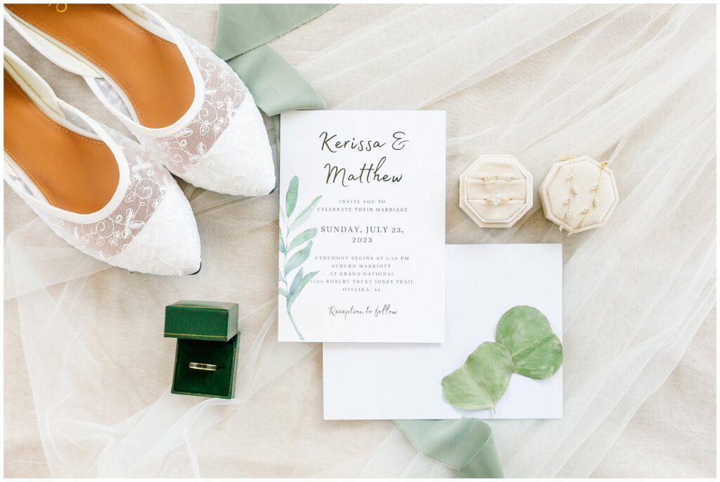 Cream and sage wedding invitation suite  | Alabama wedding photographer Amanda Horne