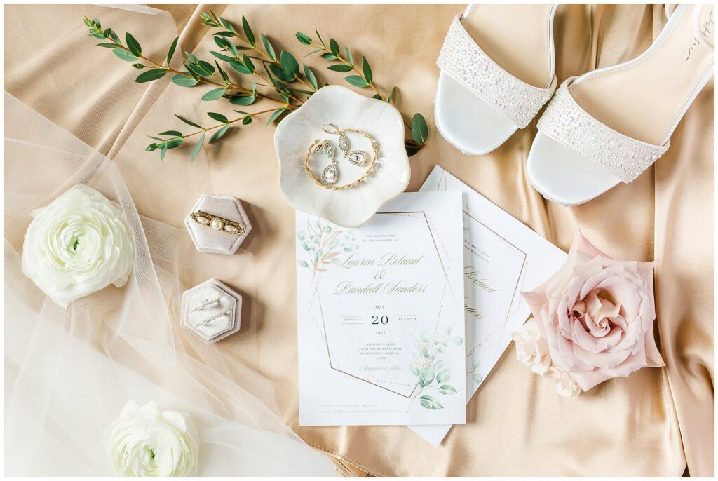 Gold accent flat lay | Alabama wedding photographer Amanda Horne