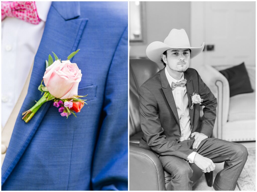 Groom in cowboy hat at the Elms of Coosada | CentralAlabama Wedding Photographer Amanda Horne