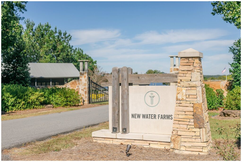 New Water Farms entrance sign | Lake Martin Wedding Photographer Amanda Horne