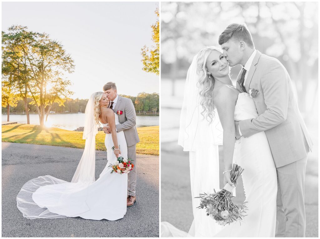 Bride and groom at sunset | Lake Martin Wedding Photographer Amanda Horne