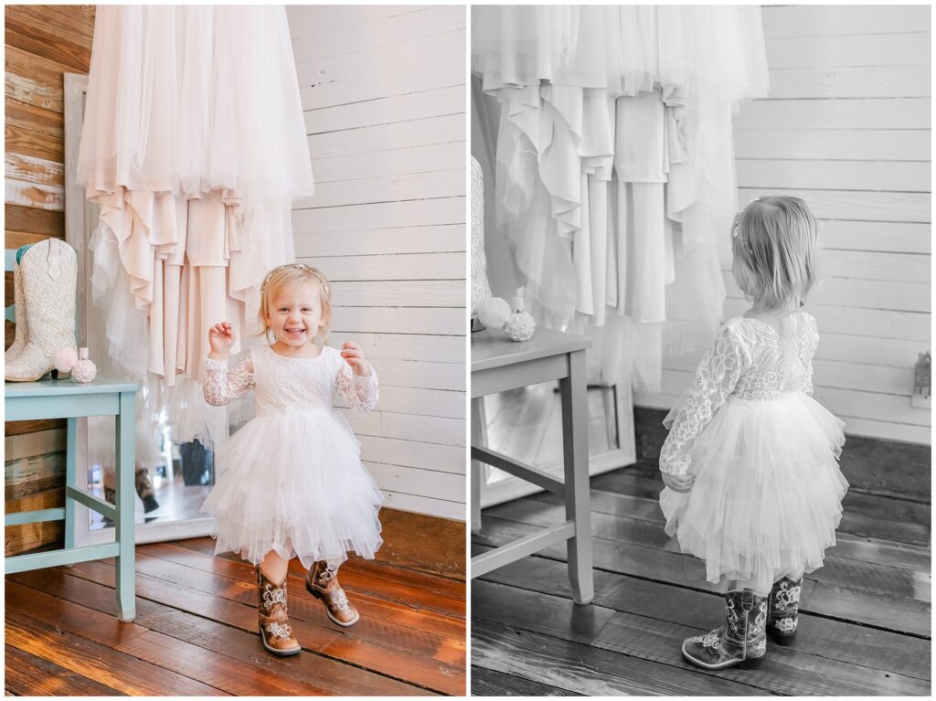 Bride's daughter with wedding gown | Alabama Wedding Photographer Amanda Horne