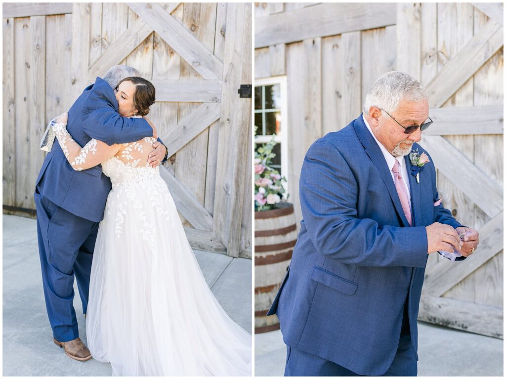 First look with dad in blue suit | Alabama Wedding Photographer Amanda Horne