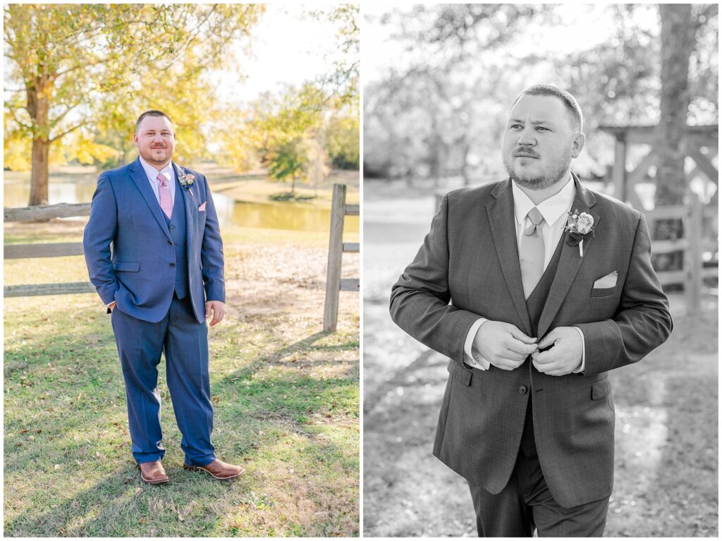 Groom at December wedding | Opelika wedding venue the Farm at Lullwater | Alabama Wedding Photographer Amanda Horne