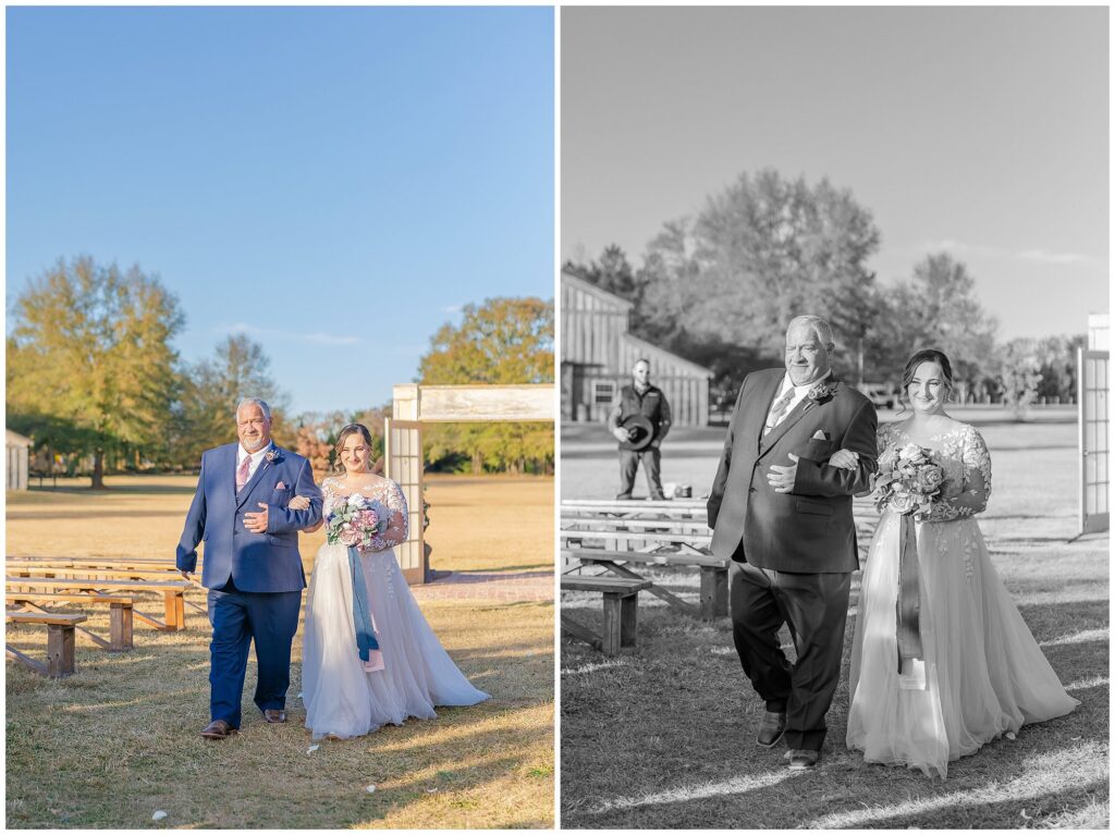 Bride walking down aisle with dad | Alabama Wedding Photographer Amanda Horne