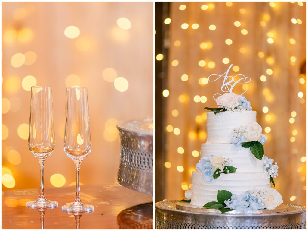 Reception details inside barn at The Farm at Lullwater