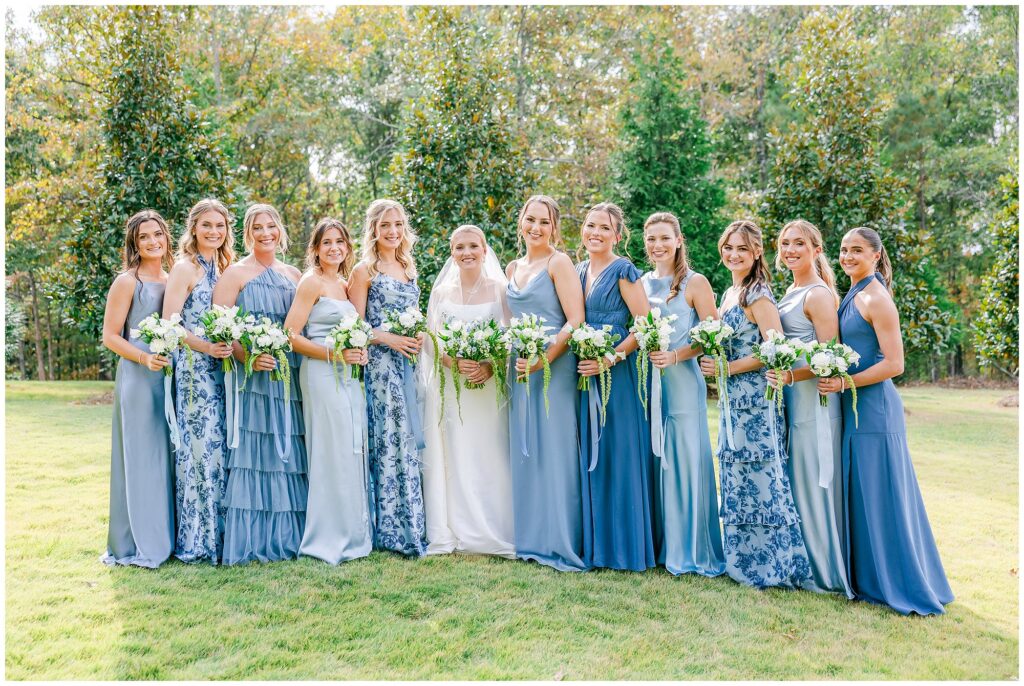 Bride with bridal party at Overlook Farms wedding | Wedding Photography by Amanda Horne