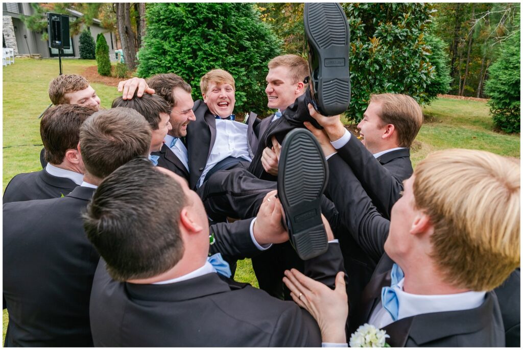 Groom with groomsmen at Overlook Farms