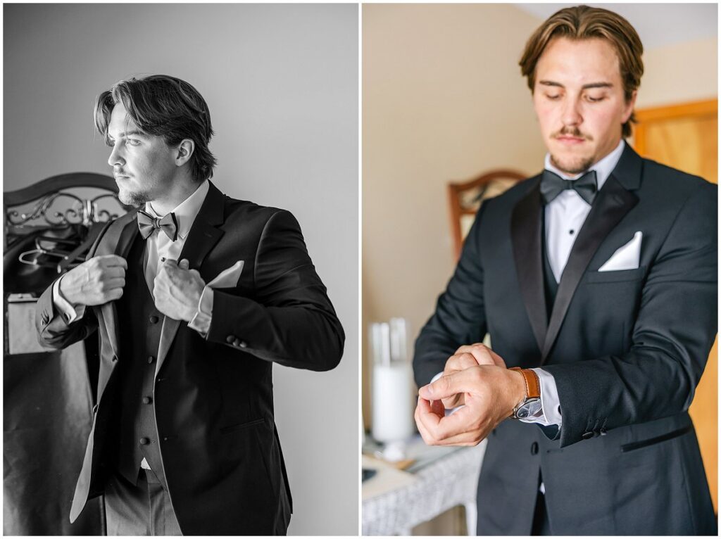 Groom getting ready before his West Point, Georgia wedding
