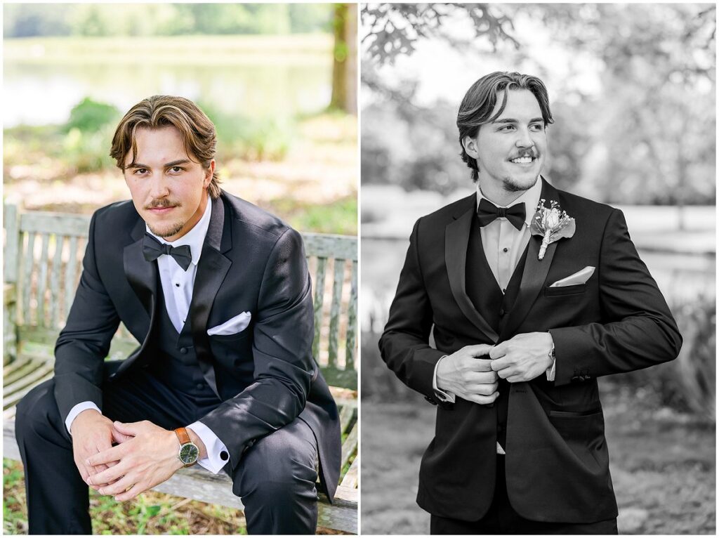 Groom portrait before an Oakhurst Farms wedding

