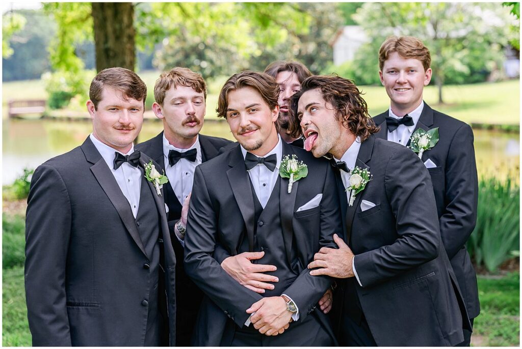 Groom and groomsmen at an Oakhurst wedding in West Point, Georgia

