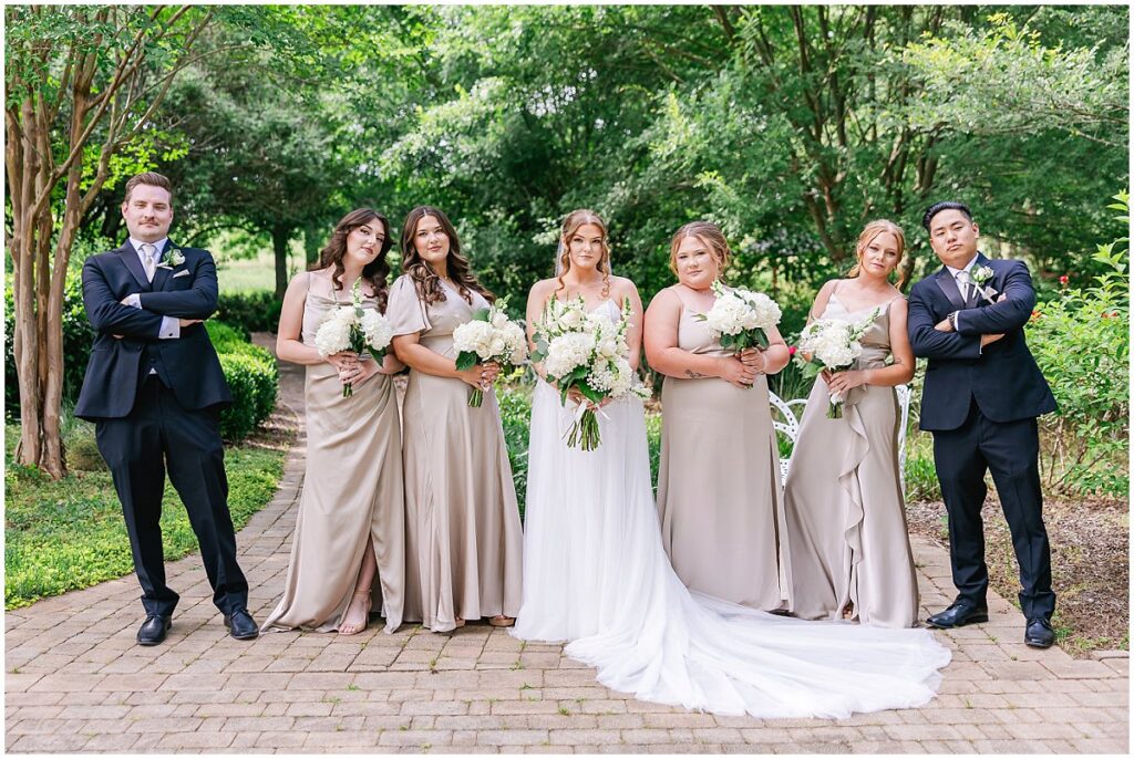 Bridesmaids in champagne dresses at an Oakhurst wedding
