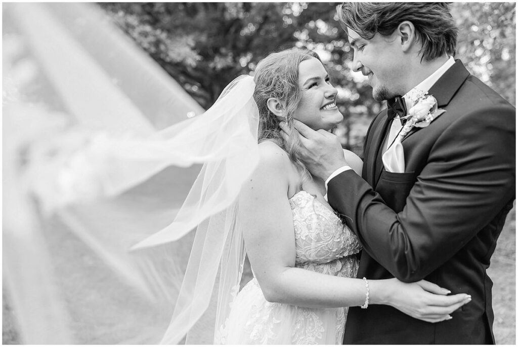 Newlyweds together after their Oakhurst wedding ceremony
