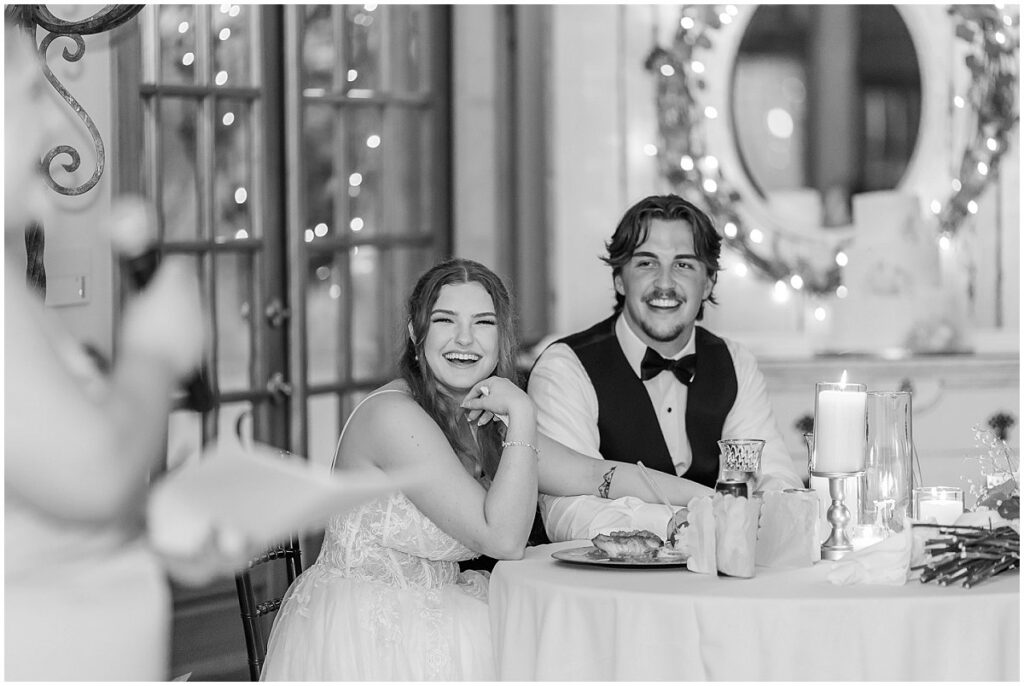 Toasts during an Oakhurst Farms wedding reception
